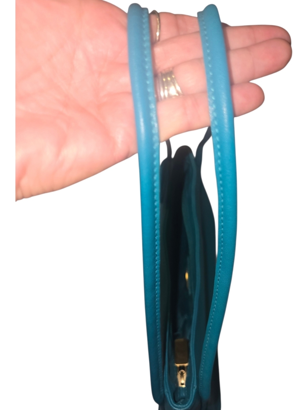 Furla Teal Leather Shoulder Bag with Knot Detail - Picture 11 of 11
